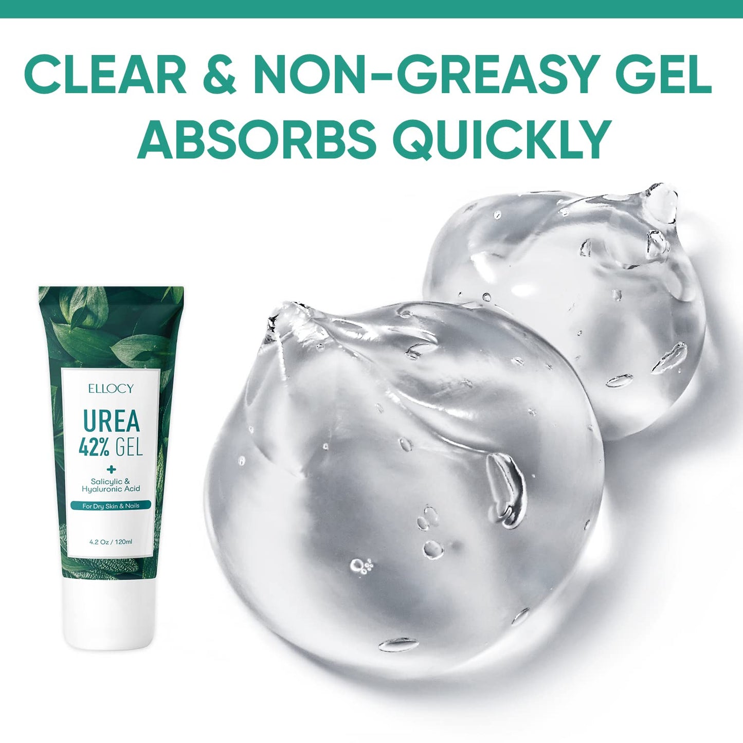 42% Urea Gel Max Plus Salicylic & Hyaluronic Acid - cracked heel repair callus remover gel for Elbows, Feet, and Hands, and cracked heel, calloused feet remover gel