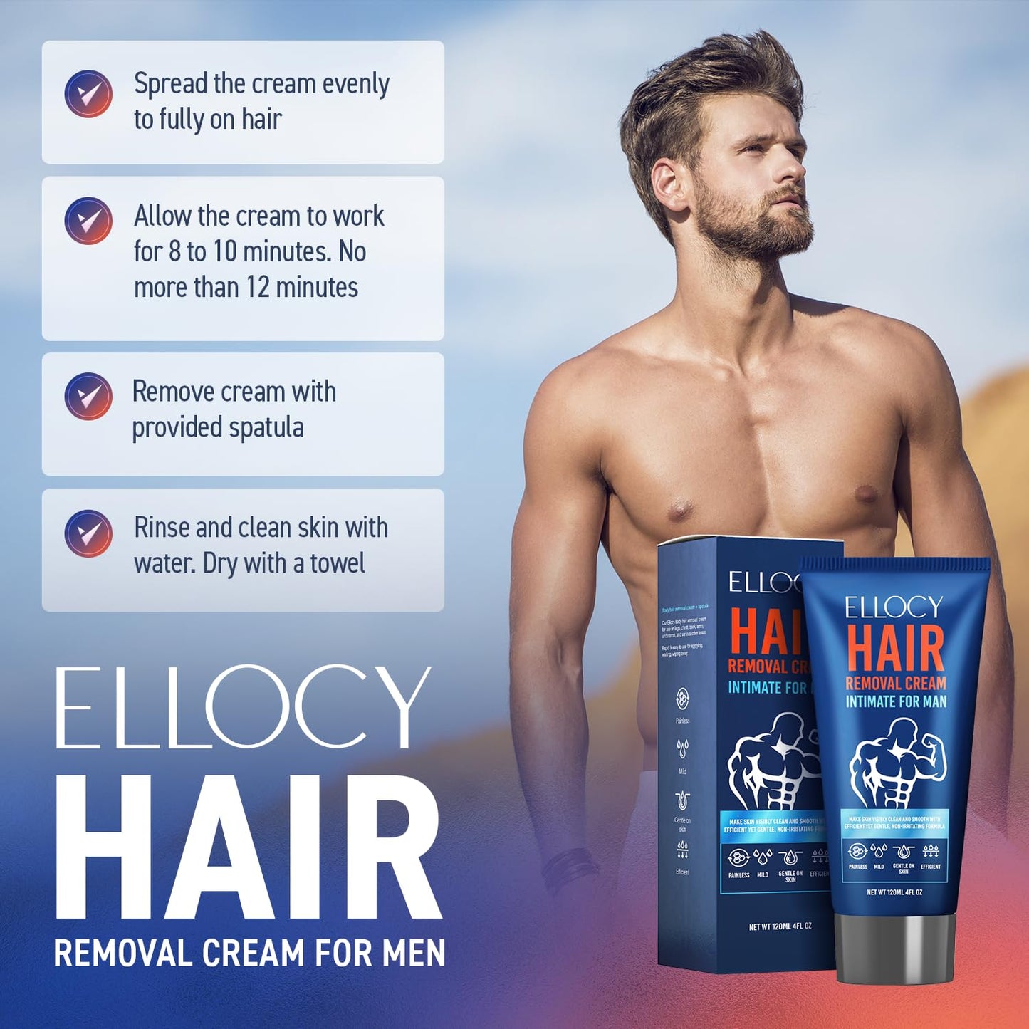 Intimate Hair Removal Cream For Men: intimate/Private At Home - Painless Flawless Soothing Depilatory for Unwanted Coarse Male Body Hair 120ml