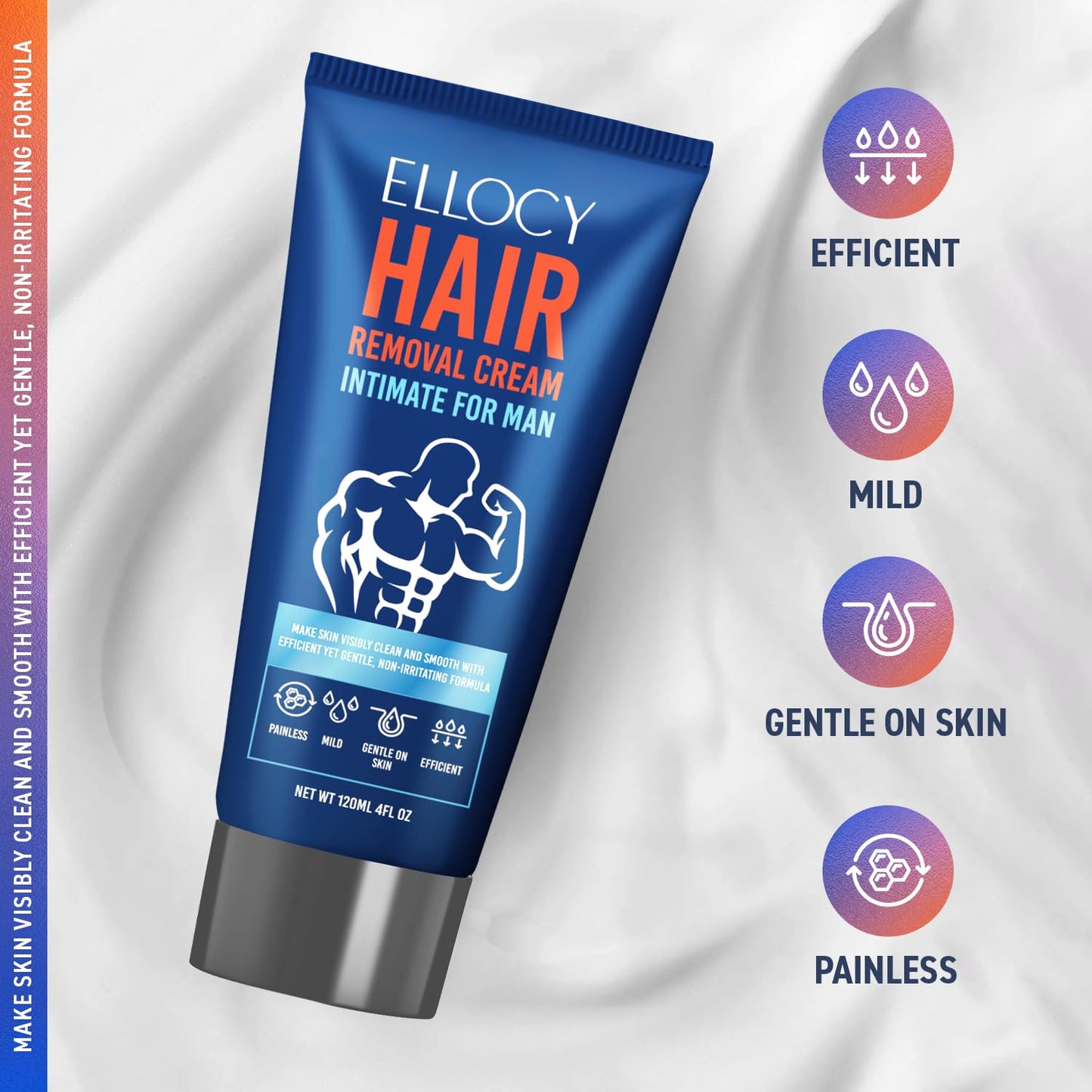 Intimate Hair Removal Cream For Men: intimate/Private At Home - Painless Flawless Soothing Depilatory for Unwanted Coarse Male Body Hair 120ml