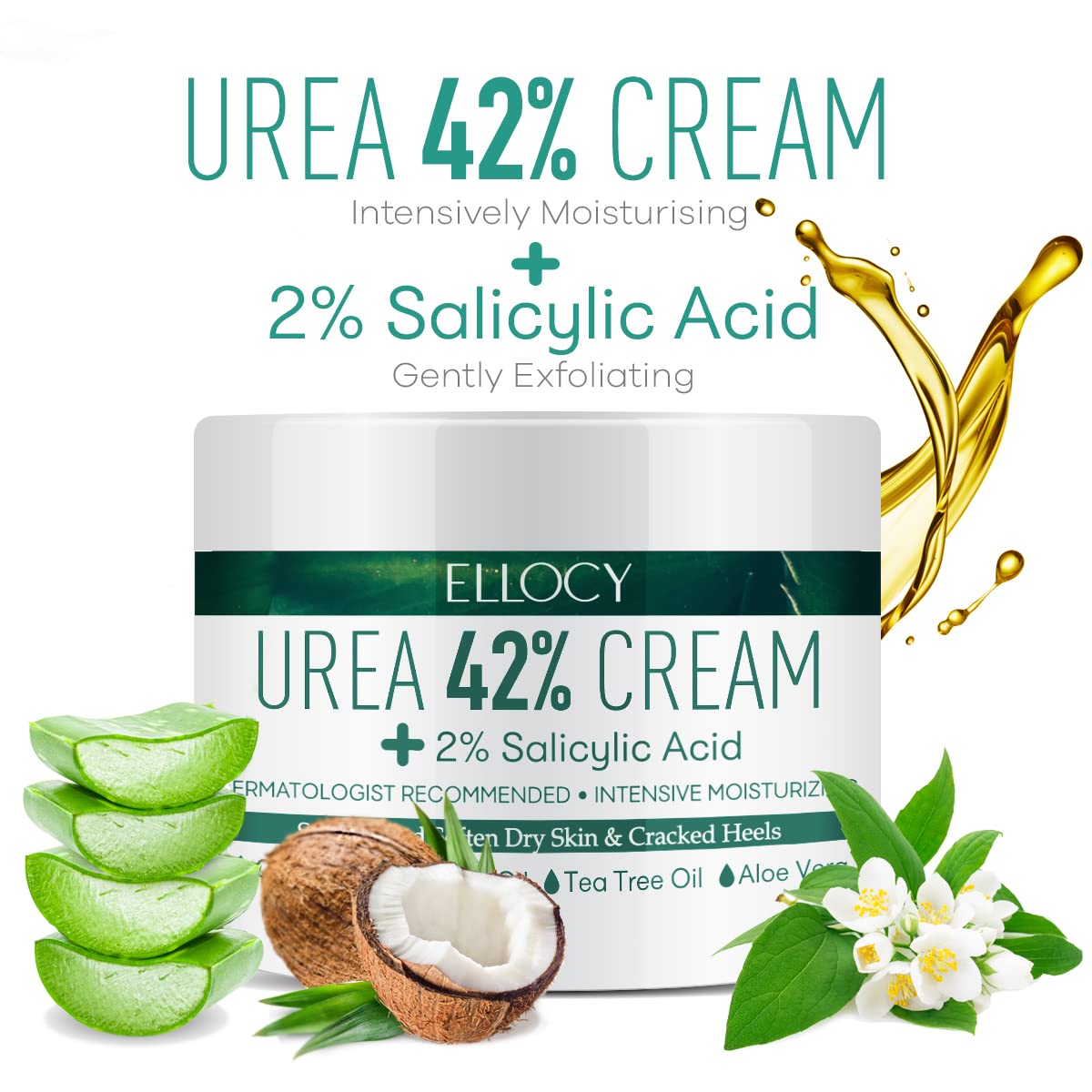 Urea 42% Foot Cream for Dry Cracked Heels, Salicylic Acid, 5.29 Oz, Cracked Heel Repair for Dry Cracked, Callus Remover, nail repair cream, foot lotion for dry cracked feet