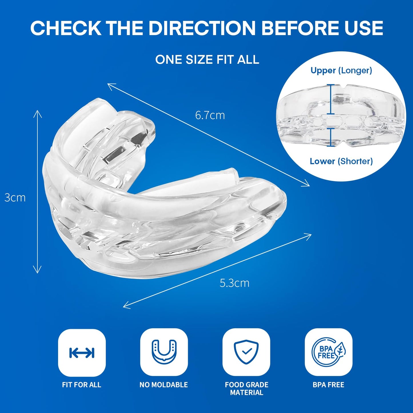 Mouth Guard for Sleeping: No Moldable and Adjustable Fit for Men and Women 1 Pack (1 Count (Pack of 1))
